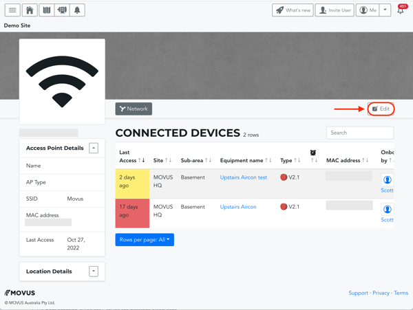 Access Point Detail Page - Edit Highlight