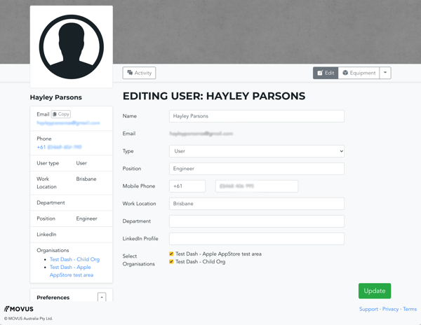 Edit User Profile