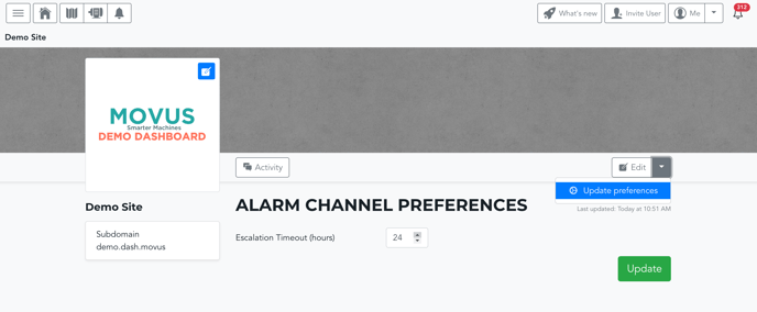 Escalation Timeout Alarm Channel Preferences